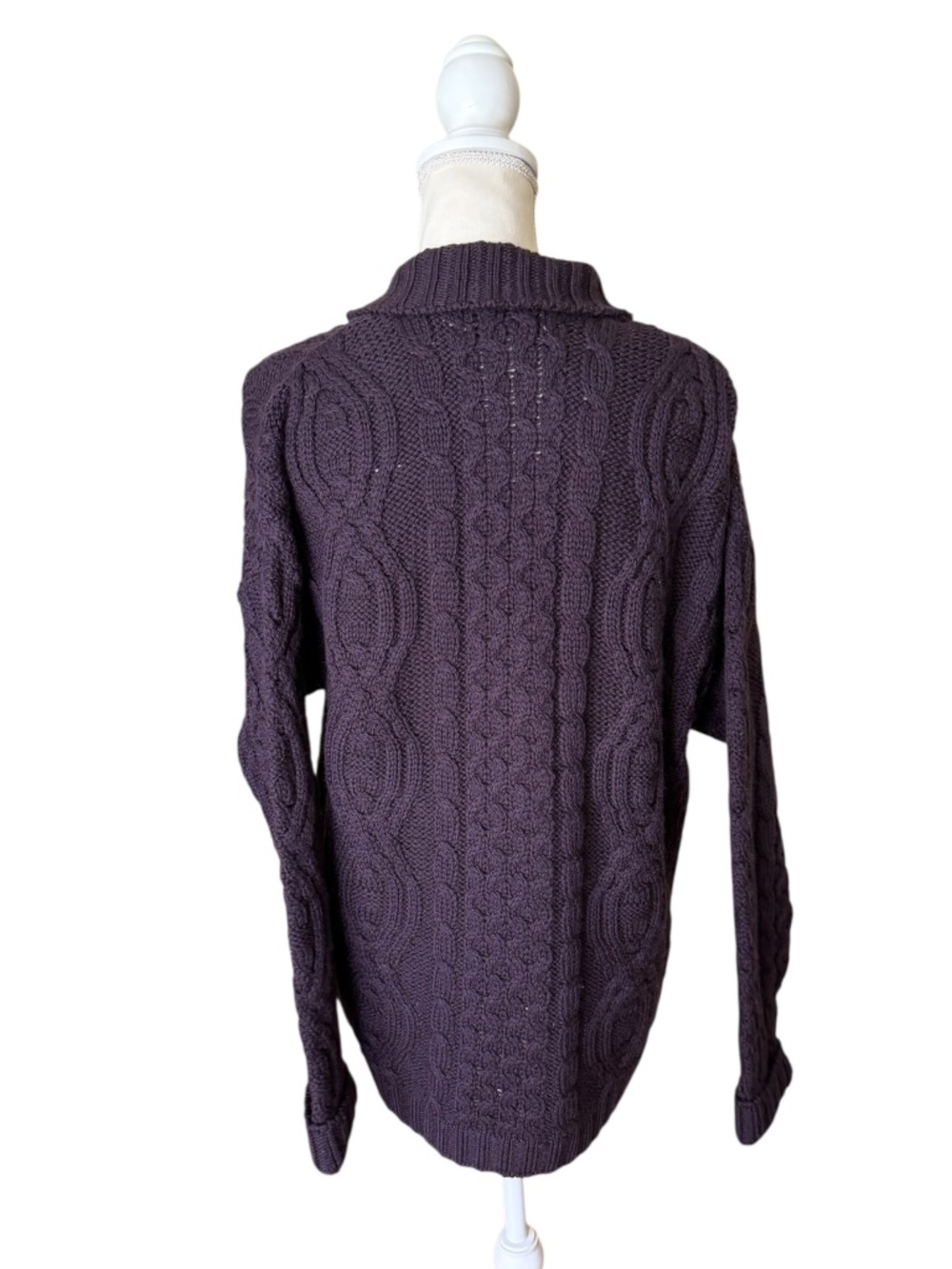 Aran Crafts Ireland 100% Merino Wool Cable Knit Full Zip Cardigan Sweater - Picture 3 of 9